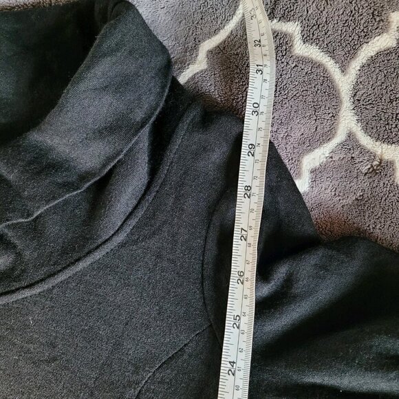 Ann Taylor Wool Blend Knit Sweater Dress Size 8 Black Cowl Neck Zip Thermal - Picture 6 of 7